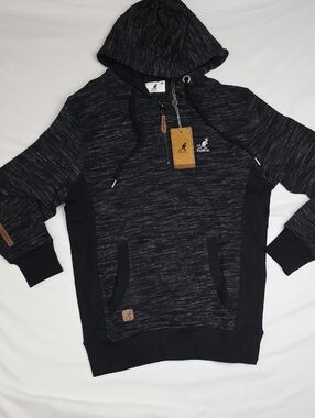 Kangol Black Marled Hooded Pullover Small